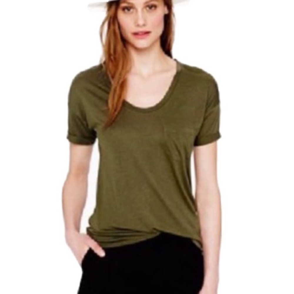 J. Crew Olive Green T- Shirt. It runs big imo